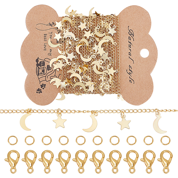 

PandaHall CHGCRAFT 2.5M Brass Charm Chains, with 20Pcs Brass Jump Rings and 15Pcs Alloy Lobster Claw Clasps, for DIY Necklaces Making Kits...