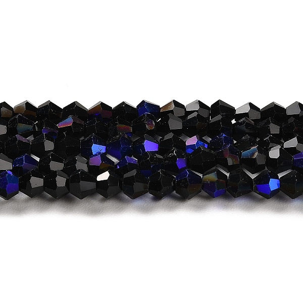 

PandaHall Transparent Electroplate Glass Beads Strands, AB Color Plated, Faceted, Bicone, Black, 4x4mm, Hole: 0.8mm, about 82~85pcs/strand...