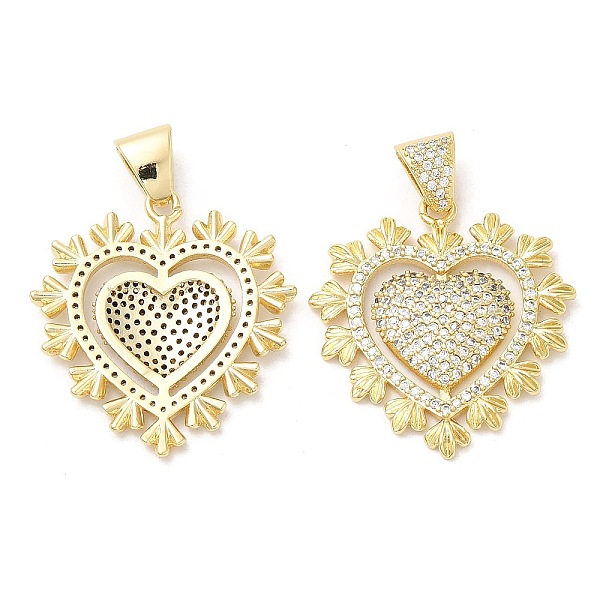 

PandaHall Rack Plating Brass Pendants, with Cubic Zirconia, Heart, Real 16K Gold Plated, 30.5x28x3mm, Hole: 6x3mm Brass+Cubic Zirconia Heart..., Clear