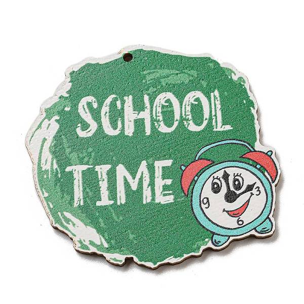 

PandaHall Wood Pendant, Teachers' Day Theme, Clock, 43x47x2.5mm, Hole: 1.5mm Wood Clock