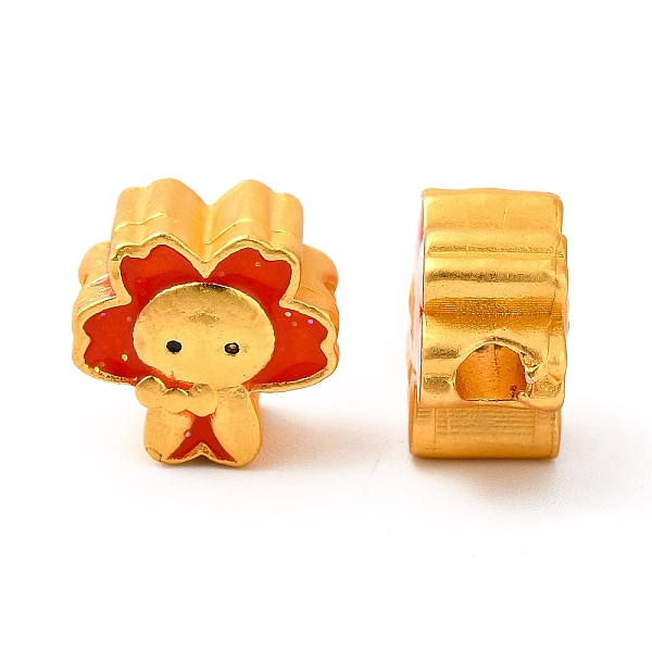 

PandaHall Alloy Enamel Beads, Rack Plating, Flower Character, Matte Gold Color, Red, 11x12x7mm, Hole: 3mm Alloy+Enamel Flower Red