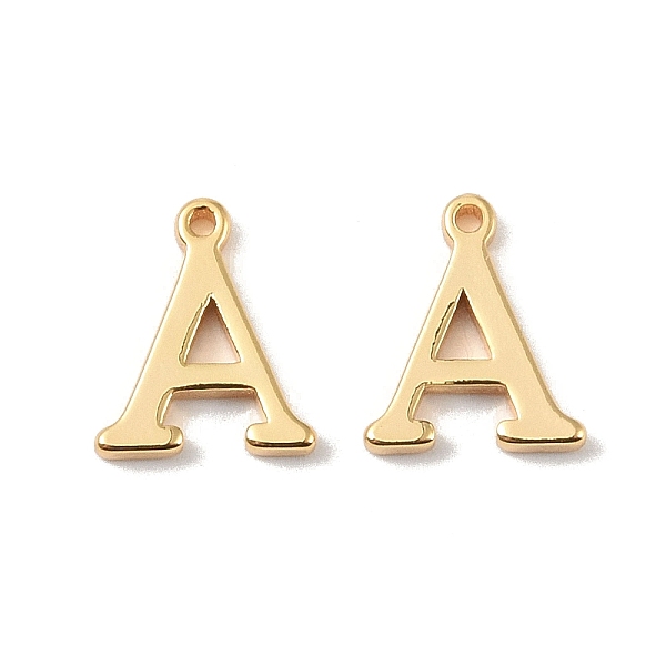 

PandaHall Brass Pendants, Real 18K Gold Plated, Letter A, 9.5x8x1.4mm, Hole: 0.8mm Brass Letter A