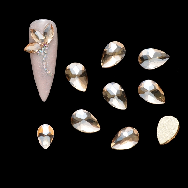 

PandaHall Flat Back Glass Rhinestone Cabochons, Nail Art Decoration Accessories, Faceted, Teardrop, Light Colorado Topaz, 6x4x1.5mm..., Yellow