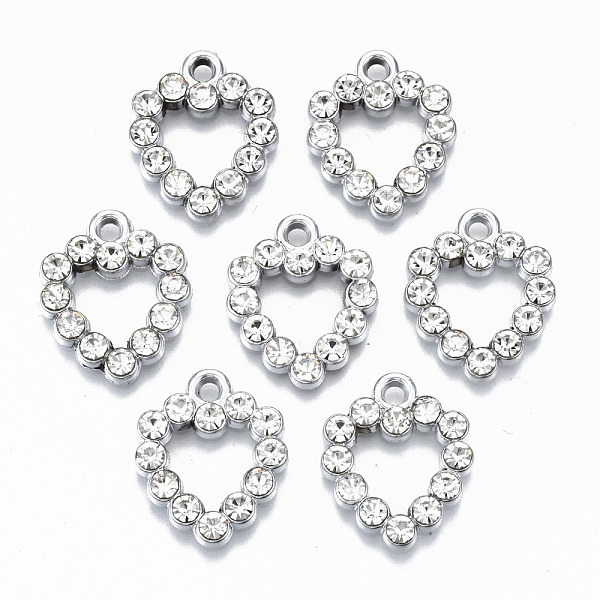 

PandaHall UV Plating Acrylic Pendants, with Rhinestone, Heart, Crystal, Platinum, 20x17x3.5mm, Hole: 2mm Acrylic+Rhinestone Heart Clear