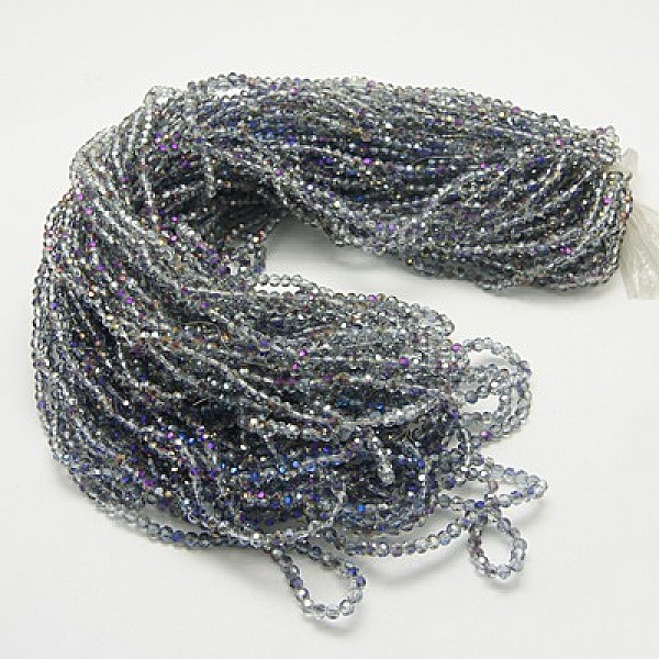 

PandaHall Electroplate Glass Beads Strands, Half Plated, Faceted(32 Facets) Round, Purple, 3mm, Hole: 1mm, about 100pcs/strand, 11.5 inch...