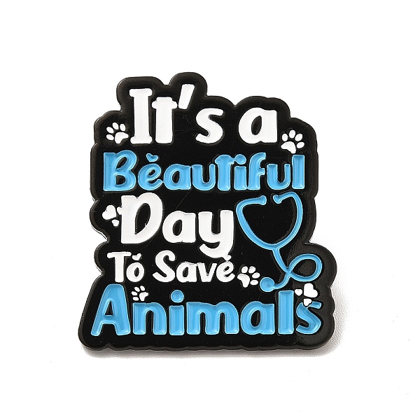 

PandaHall Word It's A Beautiful Day To Save Animals Enamel Pin, Electrophoresis Black Alloy Animal Protect Brooch for Clothes Backpack, Sky...
