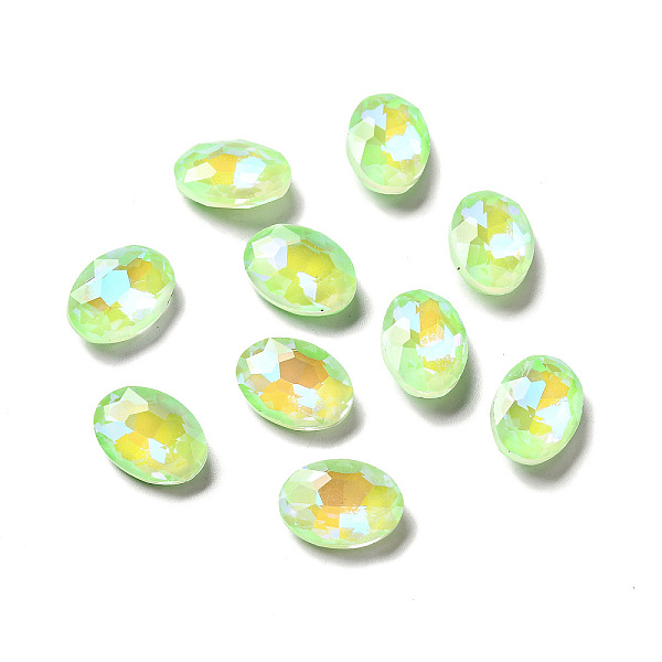

PandaHall Mocha Fluorescent Style Glass Rhinestone Cabochons, Flat Back, Oval, Peridot, 14x10x5mm Glass Rhinestone Oval Green