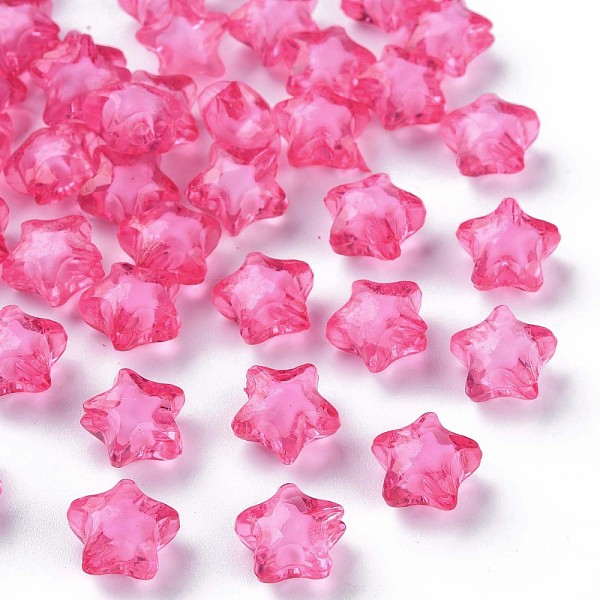 

PandaHall Transparent Acrylic Beads, Bead in Bead, Faceted, Star, Camellia, 10.5x11x7mm, Hole: 2mm, about 1280pcs/500g Acrylic Star Pink
