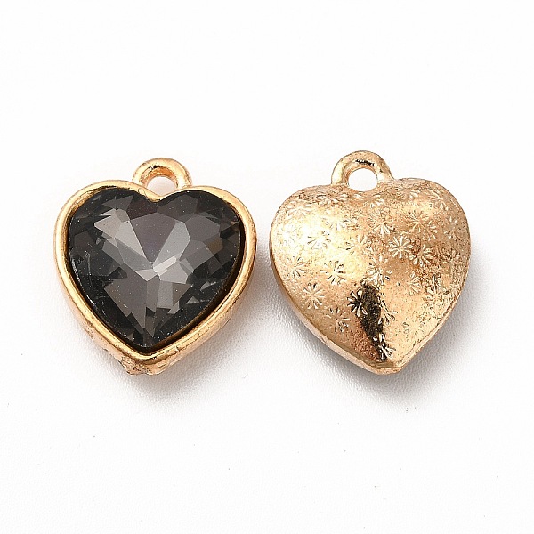 

PandaHall Faceted Glass Rhinestone Pendants, with Golden Tone Zinc Alloy Findings, Heart Charms, Dark Gray, 16.5x14x6.5mm, Hole: 1.6mm...