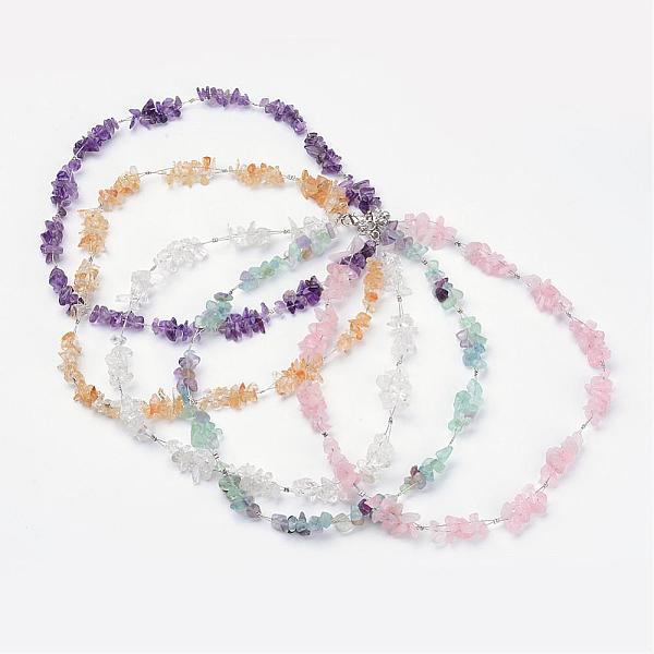 

PandaHall Natural Gemstone Chips Necklaces, with Brass Findings and Lobster Clasps, Mixed Color, 20.67 inch(525mm) Mixed Stone Multicolor