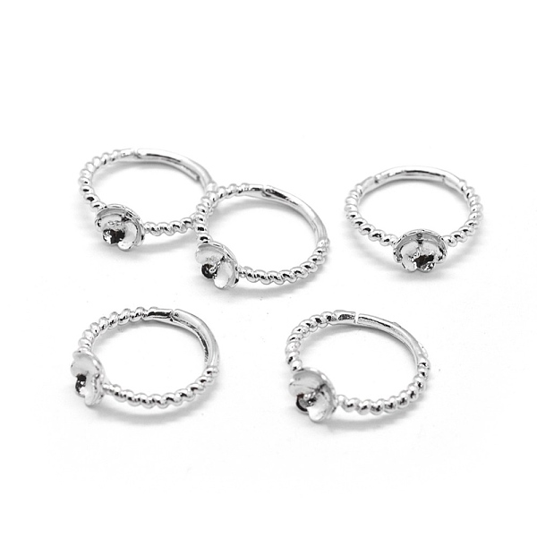 

PandaHall Brass Finger Ring Components, For Half Drilled Beads, Adjustable, Platinum, 16mm Brass
