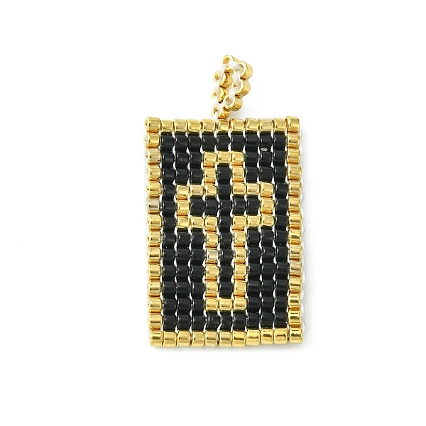

PandaHall Handmade MIYUKI Japanese Seed Loom Pattern Seed Beads, Rectangle with Cross Pendants, Black, 30~30.5x16x2mm, Hole: 2.5mm Glass...