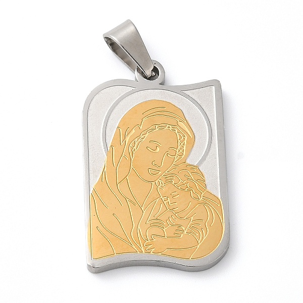 

PandaHall Mother's Day Theme Vacuum Plating 304 Stainless Steel Pendants, Rectangle with Child & Mother Charms, Golden & Stainless Steel..., Gold
