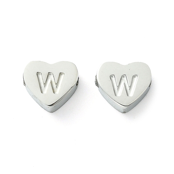 

PandaHall 316L Surgical Stainless Steel Beads, Love Heart with Letter Bead, Stainless Steel Color, Letter W, 5.5x6.5x2.5mm, Hole: 1.4mm 316L...