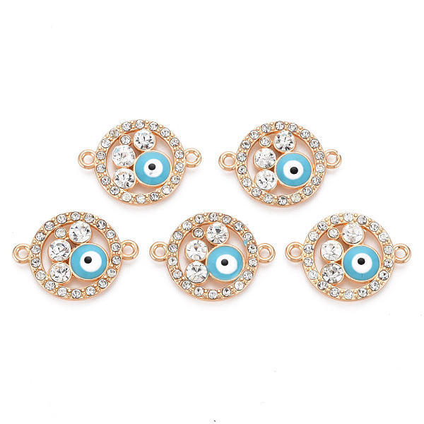 

PandaHall Rack Plating Alloy Enamel Links Connectors, with Crystal Rhinestone, Cadmium Free & Nickel Free & Lead Free, Flat Round with Eye..., Clear
