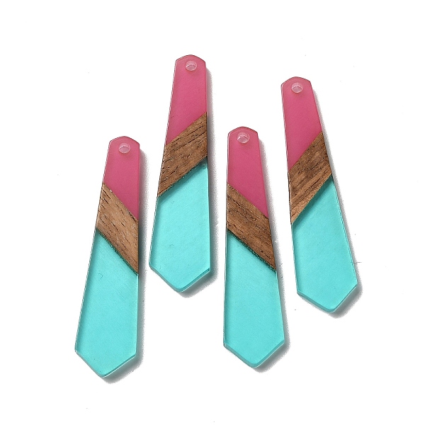 

PandaHall Opaque Resin & Walnut Wood Pendants, Hexagon Tie Charms, Light Blue, 49x12x3mm, Hole: 2mm Resin+Wood Hexagon