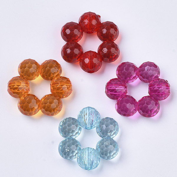 

PandaHall Transparent Acrylic Beads, Dyed, Faceted, Flower, Mixed Color, 23.5x21.5x8mm, Hole: 2mm, about 260pcs/500g Acrylic Flower..., Multicolor