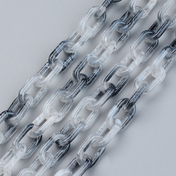 

PandaHall Two Tone Spray Painted Handmade Transparent Acrylic Cable Chains, Oval, for Purse Strap Bag Chain, Light Grey, Link: 14x8x2.5mm...