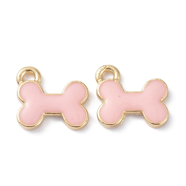 

PandaHall Bone Alloy Enamel Pendants, Light Gold, Pink, 11.8x12.8x2.2mm, Hole: 1.5mm Alloy+Enamel Others Pink