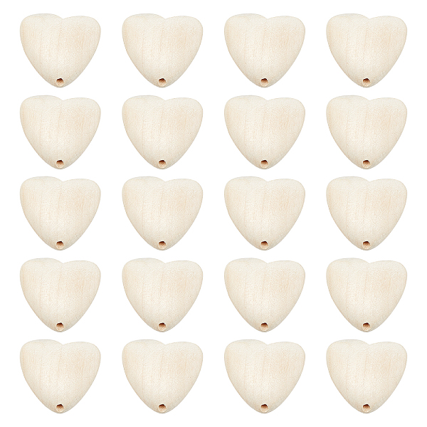 

PandaHall OLYCRAFT 20pcs Natural Wood Heart Beads 30mm Cherry Wooden Beads with 2mm Hole Unfinished Wood Beads Heart Shape Loose Wooden..., Orange