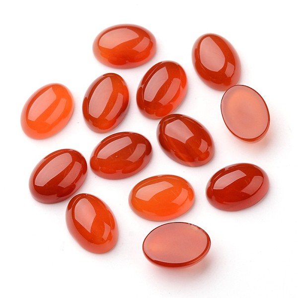 

PandaHall Grade A Natural Red Agate Oval Cabochons, Dyed, Orange Red, 18x13x7mm Carnelian Oval Red