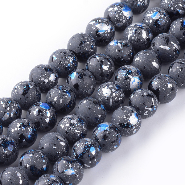 

PandaHall Baking Painted Glass Bead Strands, Round, Silver, 10mm, Hole: 1.5mm, about 80pcs/strand, 31.4 inch Glass Round Silver