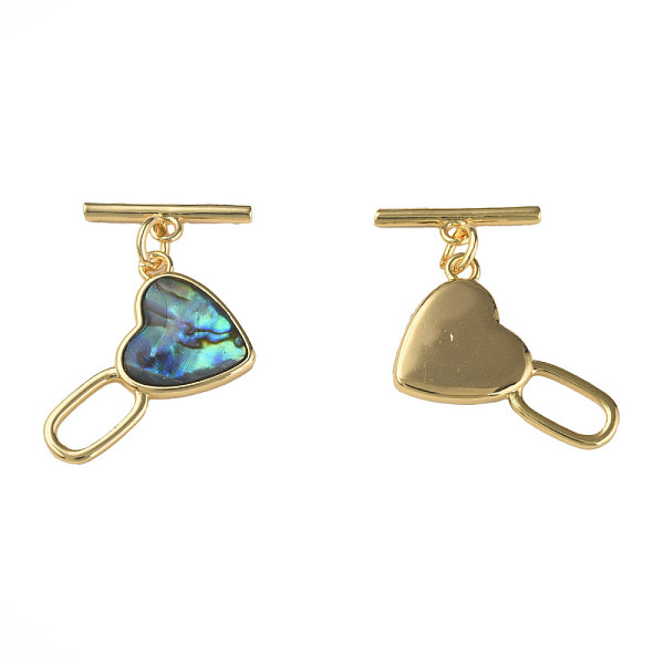 

PandaHall Brass Toggle Clasps, with Synthetic Abalone Shell/Paua Shell, Nickel Free, Heart, Real 18K Gold Plated, 24mm, Hole: 1.2mm, Heart...