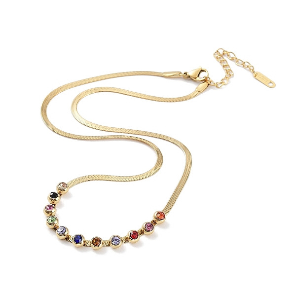 

PandaHall Colorful Rhinestone Diamond Pendant Necklace, Ion Plating(IP) 304 Stainless Steel Herringbone Chains, Golden, 16.54 inch(42cm)..., Multicolor