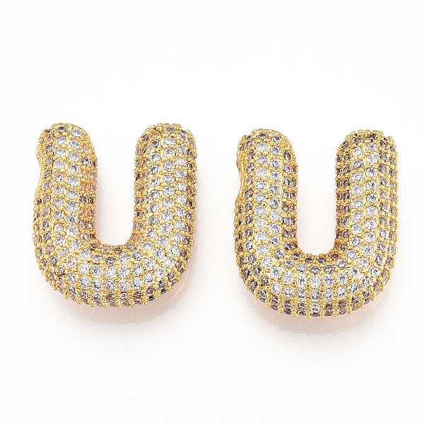 

PandaHall Brass Micro Pave Cubic Zirconia Pendants, Alphabet, Letter U, 25x25x7.5mm, Hole: 4.5x2.5mm Brass+Cubic Zirconia Letter U Clear