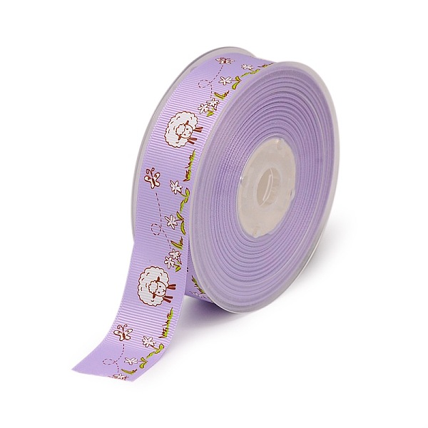 

PandaHall Sheeps and Flowers Single Face Printed Polyester Grosgrain Ribbons, Lilac, 1 inch(25mm), about 100yards/roll(91.44m/roll)..., Purple