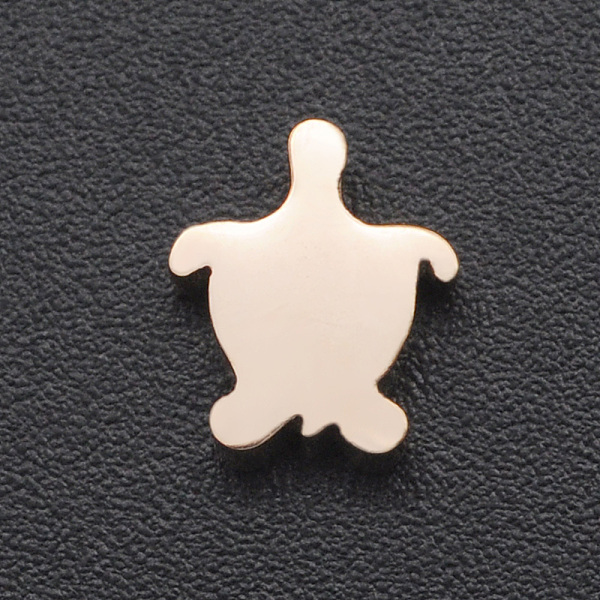 

PandaHall 201 Stainless Steel Charms, for Simple Necklaces Making, Stamping Blank Tag, Laser Cut, Tortoise, Rose Gold, 8x6x3mm, Hole: 1.8mm...