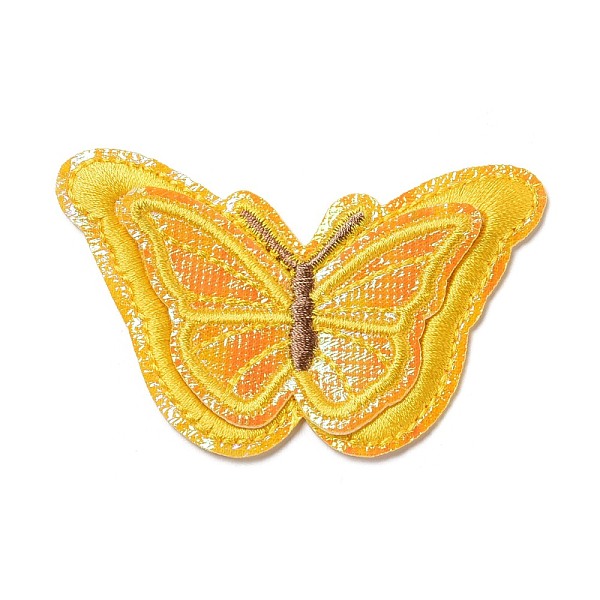 PandaHall Computerized Embroidery Cloth Iron on/Sew on Patches, Costume Accessories, Butterfly, Gold, 48x79.5x2mm Cloth Butterfly Gold