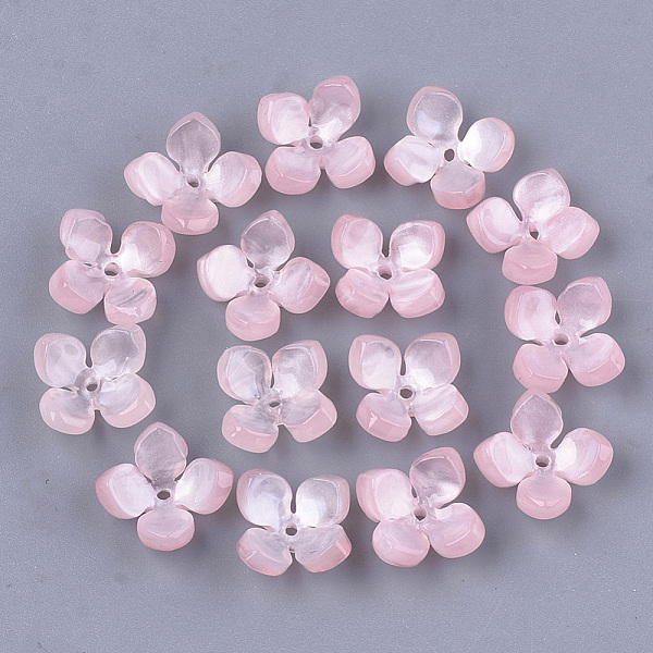 

PandaHall Cellulose Acetate(Resin) Bead Caps, 4-Petal, Flower, Pink, 14x14x6mm, Hole: 1.2mm Cellulose Acetate Pink