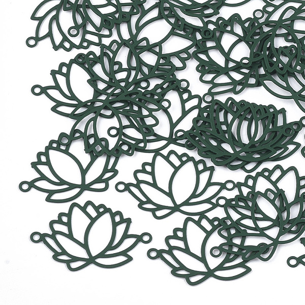 

PandaHall 430 Stainless Steel Links connectors, Spray Painted, Etched Metal Embellishments, Lotus, Green, 14x22.5x0.5mm, Hole: 1.2mm 430...