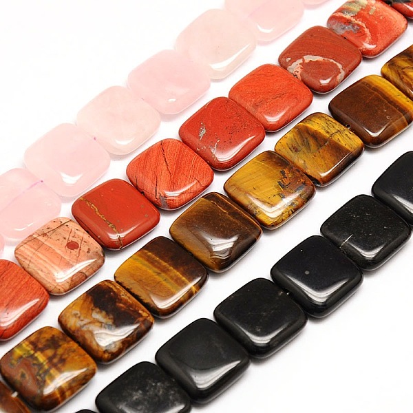 

PandaHall Mixed Style Natural Square Gemstone Beads Strands, Flat Slice Beads, 20x20x6mm, Hole: 1mm, about 20pcs/strand, 15.74 inch Mixed...