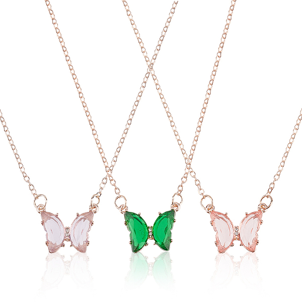 

PandaHall ANATTASOUL 3Pcs 3 Colors Acryllc Butterfly Pendant Necklaces Set, Rose Gold Plated Zinc Alloy Jewelry for Women, Mixed Color..., Multicolor