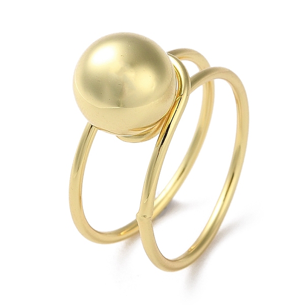 

PandaHall Rack Plating Brass Round Ball Finger Rings, Cadmium Free & Lead Free, Real 18K Gold Plated, US Size 8 3/4(18.7mm) Brass Round