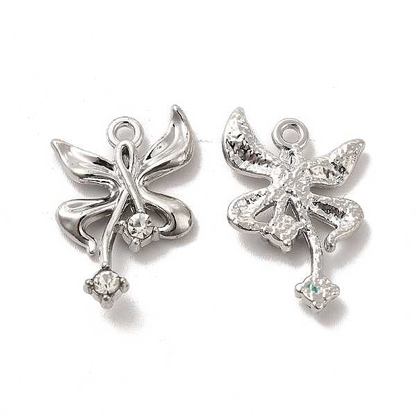 

PandaHall Clear Glass Bowknot Pendants, with Alloy Finding, Long-Lasting Plated, Cadmium Free & Lead Free, Platinum, 22.5x15x3mm, Hole...