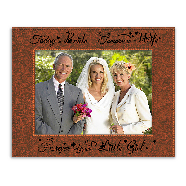 

PandaHall Leather Picture Frame, Laser Printed Photo Frame, for Home Decor, Horizontal Rectangle with Word, for Wedding, Heart Pattern...