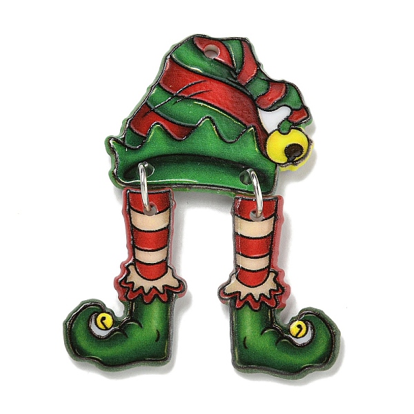 

PandaHall Christmas Acrylic Iron Pendants, Double-Sided Printed , Clothes, 52.5x30x2.5mm, Hole: 2mm Acrylic Clothes Green