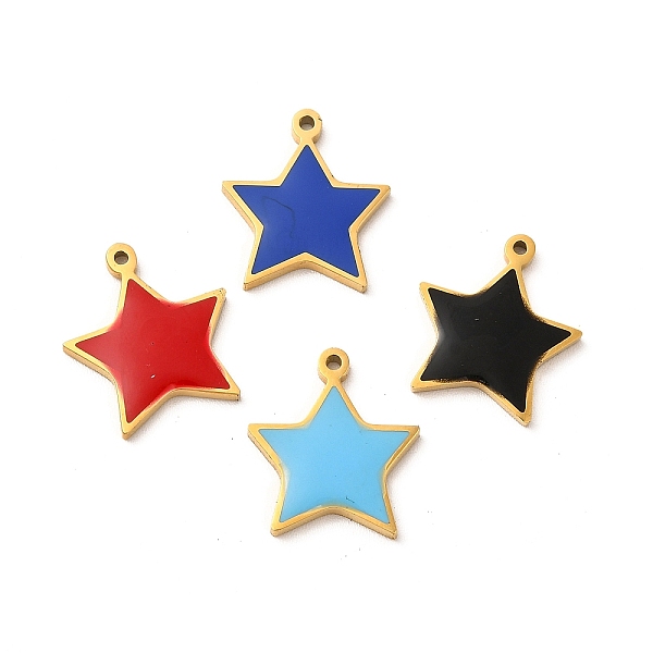 

PandaHall 304 Stainless Steel Enamel Charms, Star Charm, Golden, Mixed Color, 14.5x13x1.4mm, Hole: 1mm Stainless Steel+Enamel Star..., Multicolor