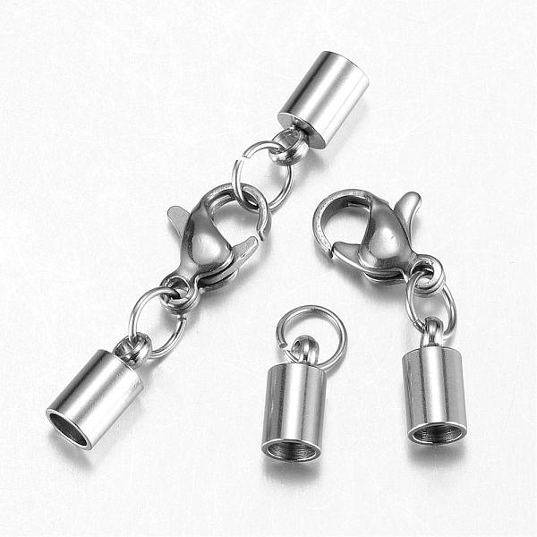 

PandaHall 304 Stainless Steel Lobster Claw Clasps, with Cord Ends, Stainless Steel Color, 32mm 304 Stainless Steel Column
