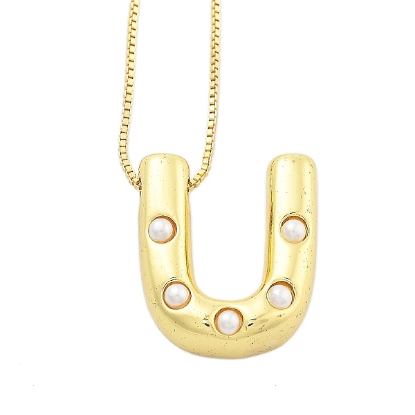 Colliers à chaîne en forme de boîte avec pendentif en forme de lettre en laiton et en plastique pour femmes