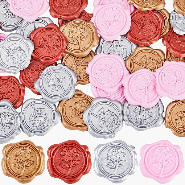 

PandaHall CRASPIRE 80Pcs 4 Colors Rose Adhesive Wax Seal Stickers, Envelope Seal Decoration, For Craft Scrapbook DIY Gift, Mixed Color..., Multicolor