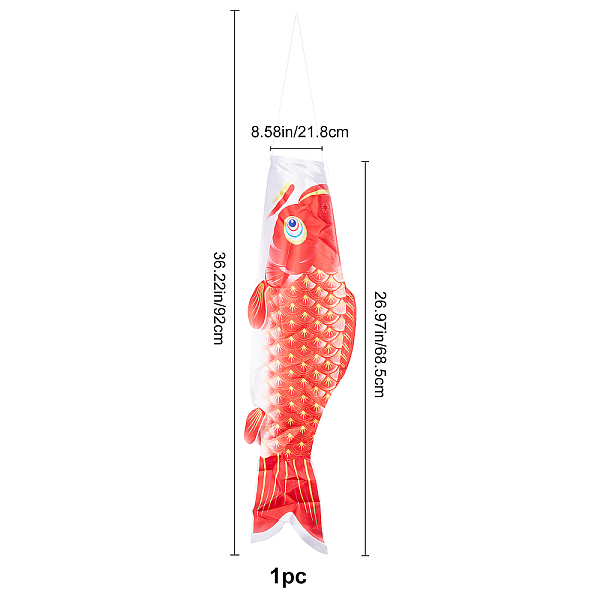 

PandaHall Japanese Carp Windsock Streamer Fish Flag, Home Outdoors Hanging Decoration, Red, 92cm Cloth Fish Red