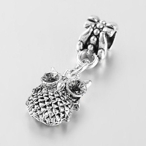 

PandaHall Antique Silver Tone Large Hole Alloy Rhinestone European Dangle Charms, with Owl Charms, Jet, 25mm, Hole: 5mm Alloy+Rhinestone Owl..., Black