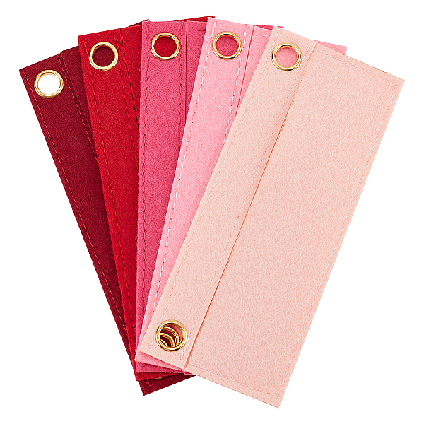 

PandaHall WADORN 5Pcs 5 Colors Wool Felt Organizer Insert, with Iron Grommets, for Bag Shaper, Rectangle, Mixed Color, 7x17x0.3cm, Hole..., Multicolor