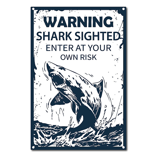 

PandaHall Vintage Metal Tin Sign, Wall Decor for Bars, Restaurants, Cafes Pubs, Shark Pattern, 30x20cm Tinplate Shark