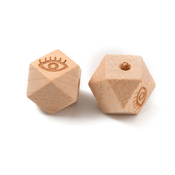 

PandaHall Laser Engraved Wood European Beads, Large Hole Beads, Octagon with Eye Pattern, Tan, 16x16x16mm, Hole: 4mm Wood Eye Orange
