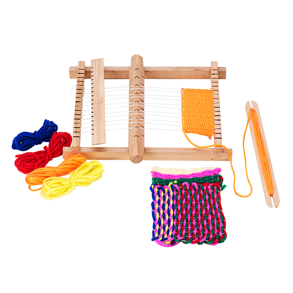 PandaHall Wood Knitting Weaving Looms with Yarns Warp Adjusting Rods Combs and Shuttles with Detailed Instructions(1 Set ) Wood Multicolor